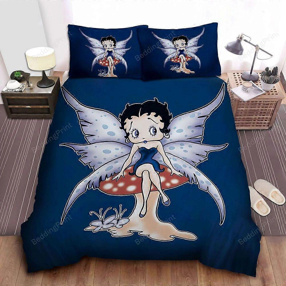 v154 Lakan Fairy Betty Boop Svamp Överdrag Påslakan Sängkläderset3-delat sängkläder set (1 påslakan + 2 kudde shams) y154