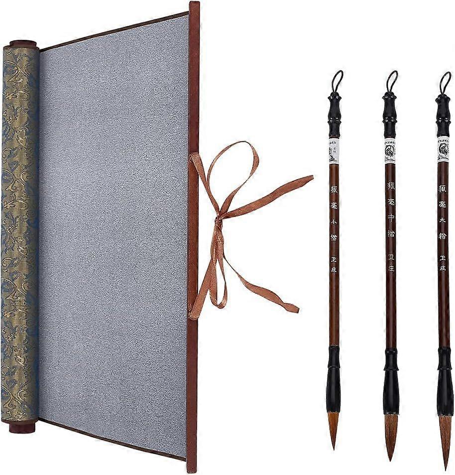 No Ink Chinese Calligraphy Set 3 pcs Traditional Calligraphy Writing Brushes Pens Reusable Water Writing Cloth Scroll Non-woven Fabric Chinese Calligr