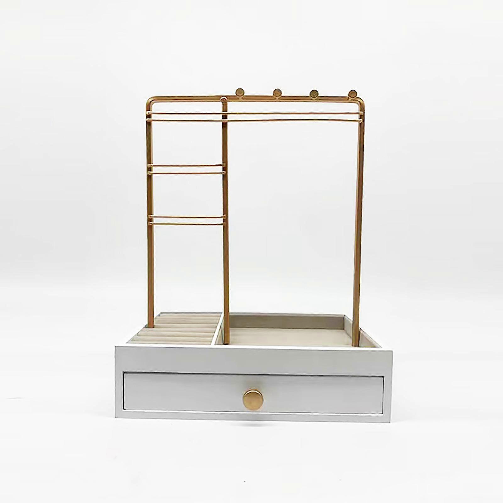 大きな白い収納ボックスを備えたジュエリースタンドツリー、ネックレス、リング、ブレスレット、時計用の卓上ジュエリーオーガナイザーディスプレイツリー