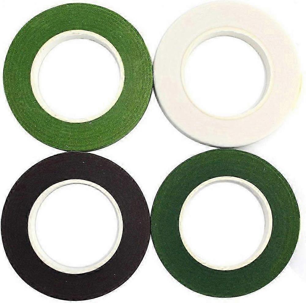 4 Pcs Floral Tape For Stem Wrap (Green,Dark Green,White,Coffee)
