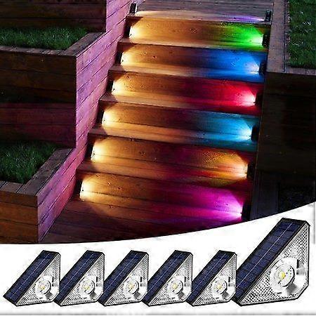 Solar Step Lights Waterproof LED,Warm White RGB Color Changing Deck Lights