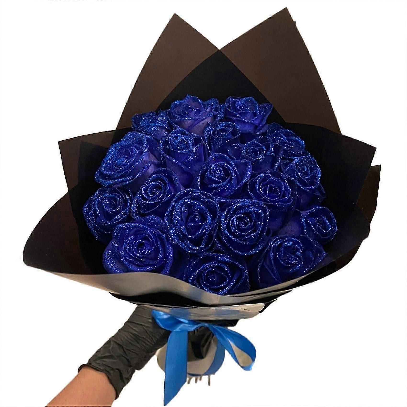 10db csillogó rózsa csokor, műrózsa virág csokor, örök csillogó rózsa csokor szárral, DIY csokor fényes hamis rózsacsokor szerelmi ajándék
