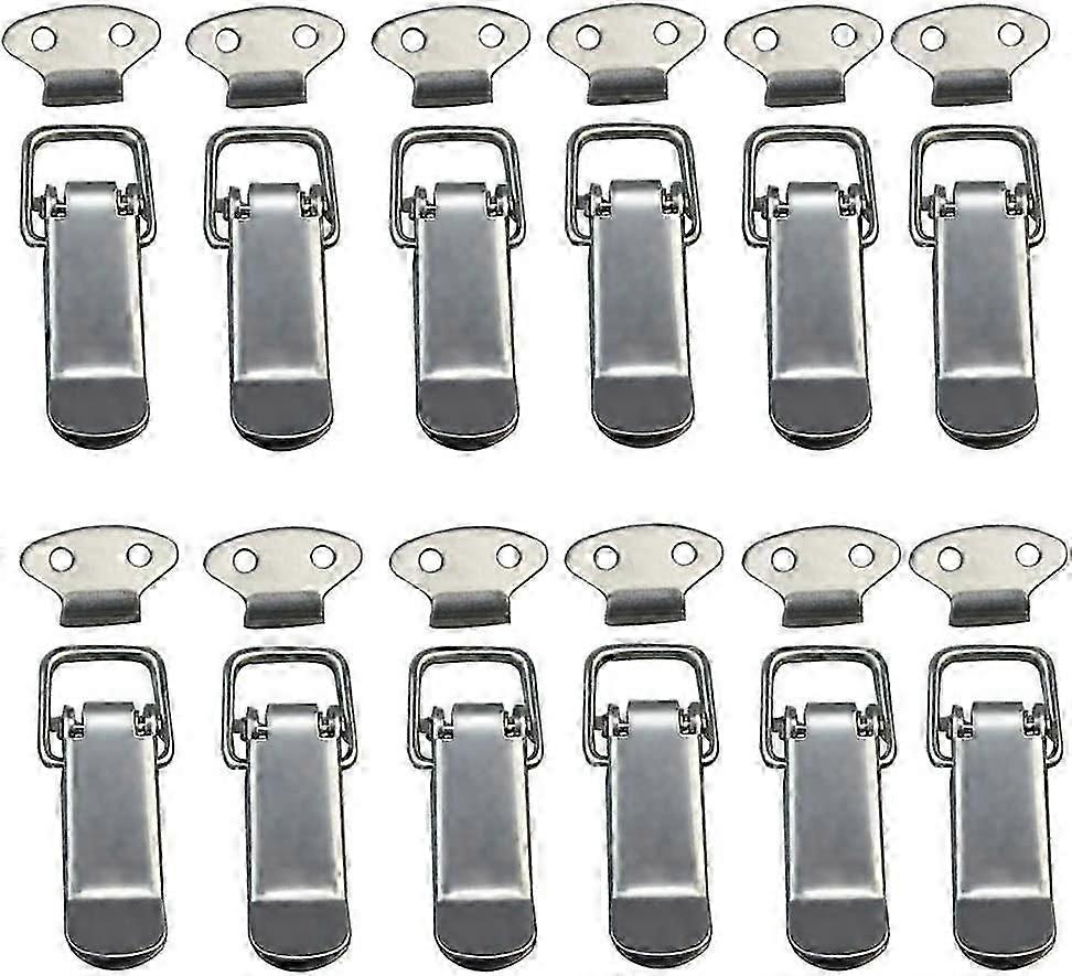 12 Pieces Hood Latch, Lever Latch, Spring Latch, Toggle Latch Spring Clasp with Hook Stainless Steel Spring Latch for Cabinet, Box, Drawer, Cabinet