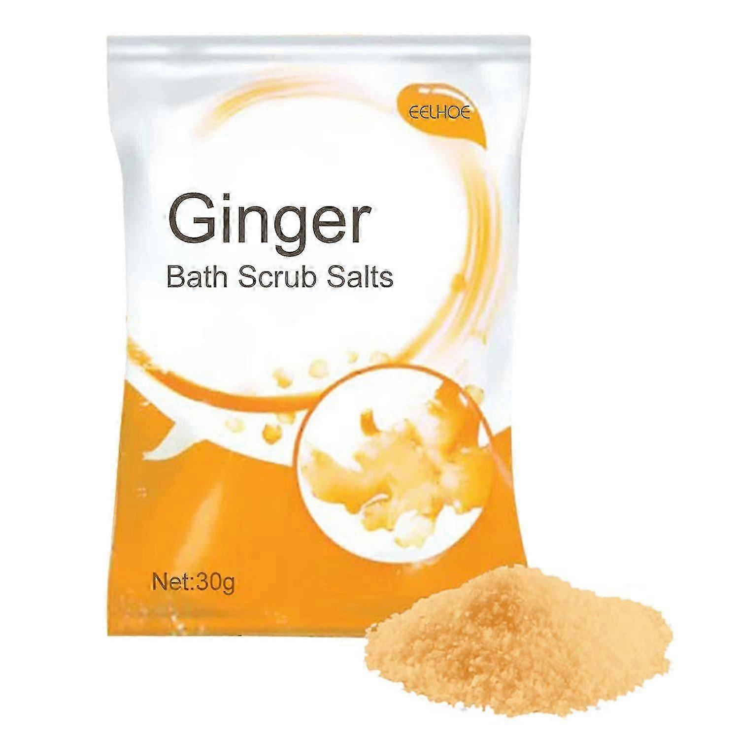 EELHOE 30g Ginger Bath Scrub Salts Improves Lymphatic Swelling Dissipate Moisture Smooth Clean