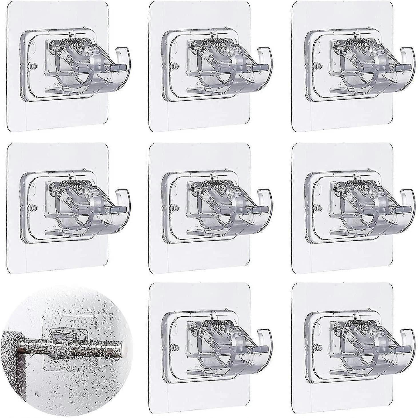 8pcs Self Adhesive Curtain Rod Bracket, Drapery Hook Holders