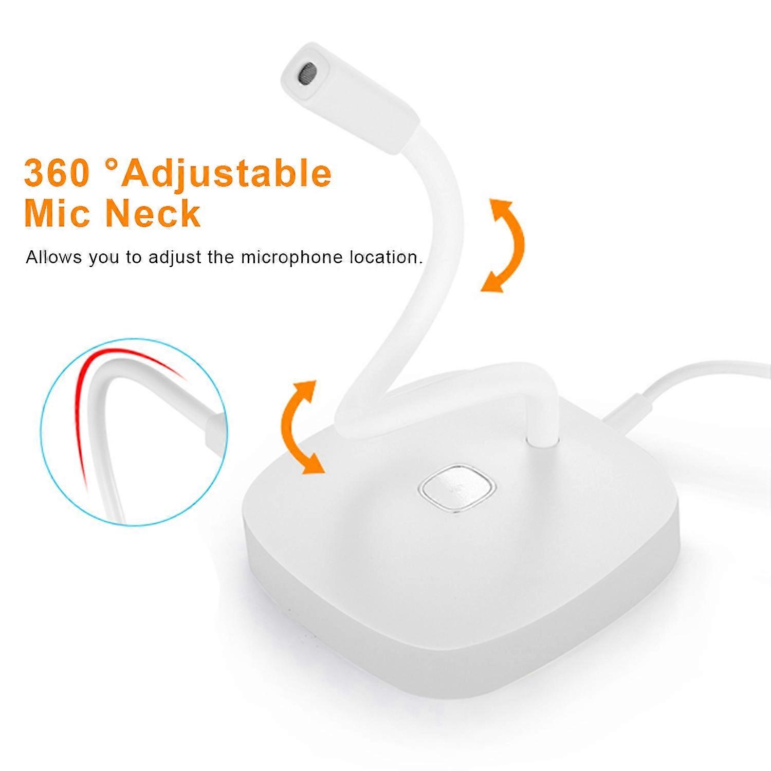 Desktop Computer Microphone USB Wired Microphone 360 Degrees Omnidirectional Condenser Mic Adjustabl