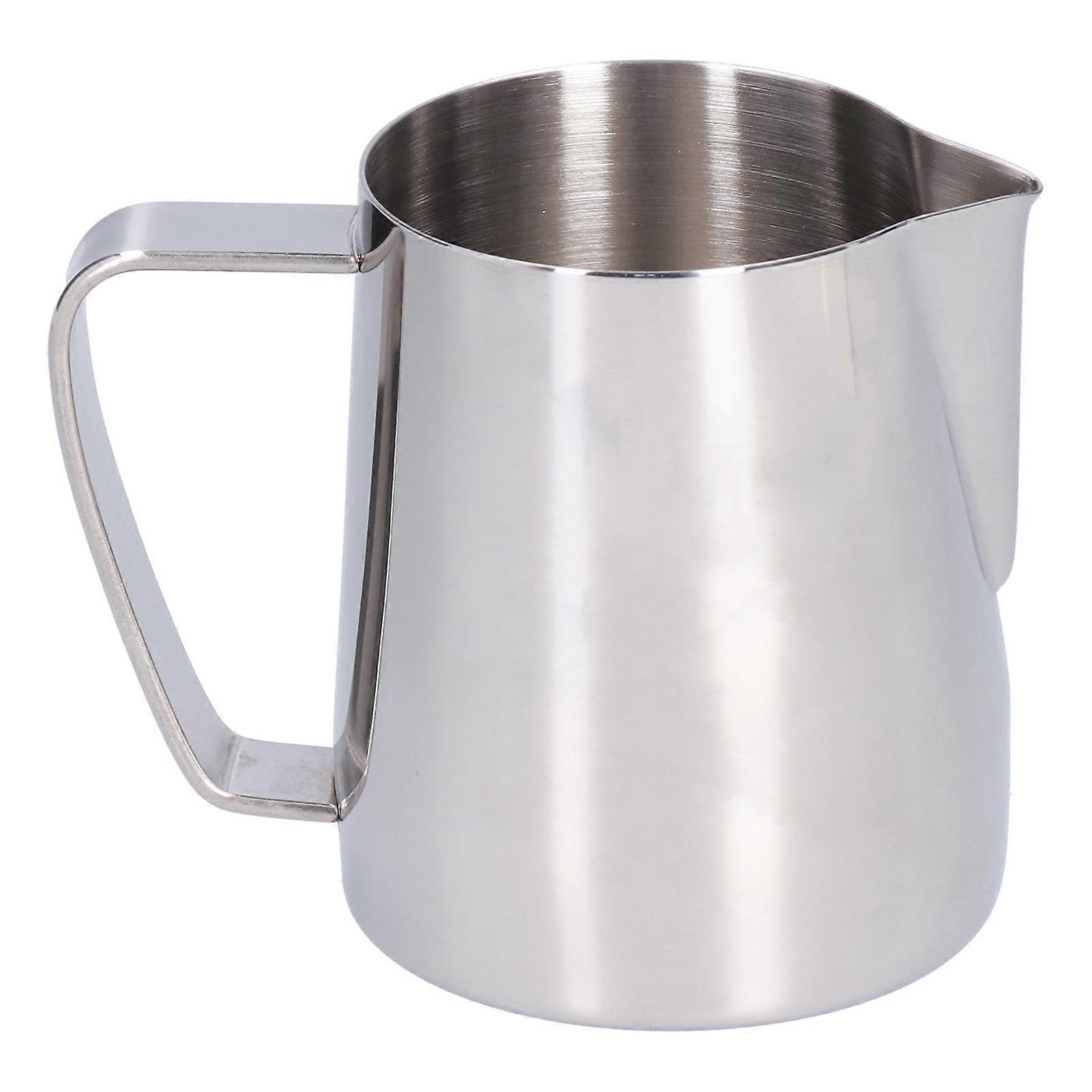 Stainless Steel Coffee Frothing Pitcher Pointed Mouth 350ml, Home Use Milk Frothing Pitcher, Silver Finish