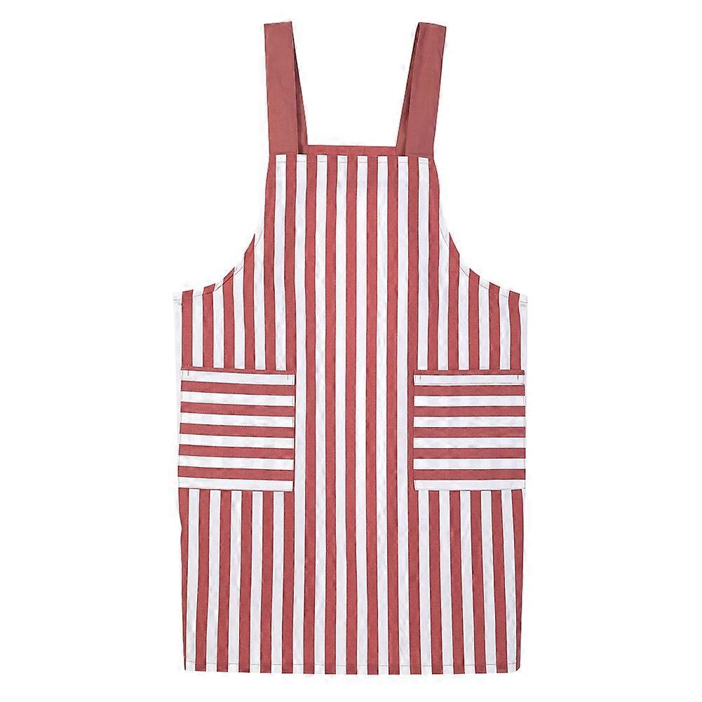 Solid Cotton and Linen Kitchen Cooking Apron, One-Size Adjustable Bib, Chef Bib For Home & Restaurant