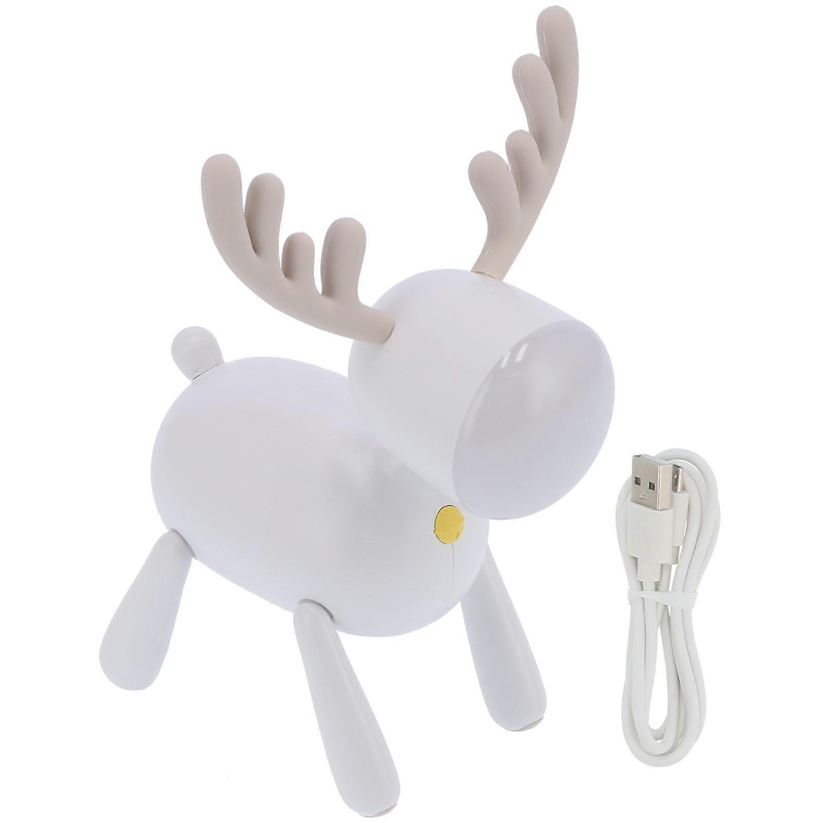Cartoon Elk Shape LED Night Light with Eye Protection, Dual Light Source, USB Charging, Timing Function for Kids' Room