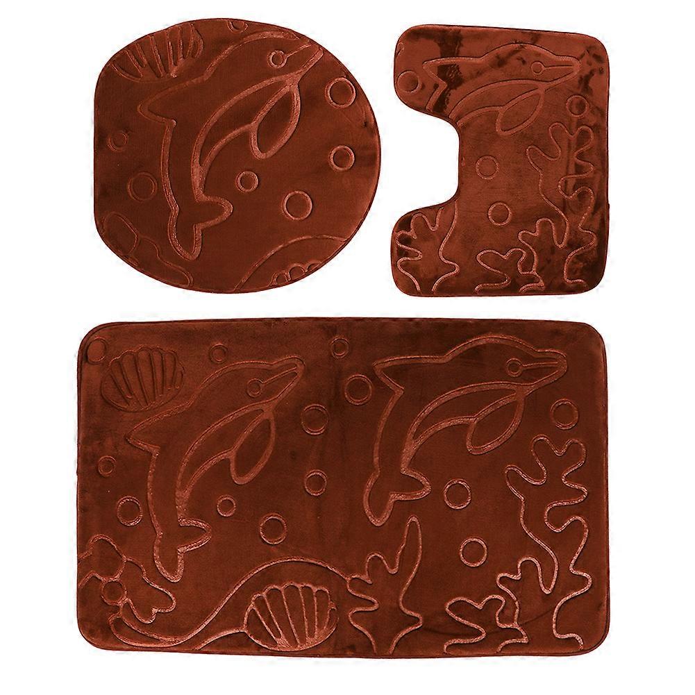 Dolphin Shower Curtain Rug Lid Toilet Cover Mat Non-Slip Bath Mat 3-Piece  Set Standard Size Dark Color Dolphin Theme, image size:1001x1001