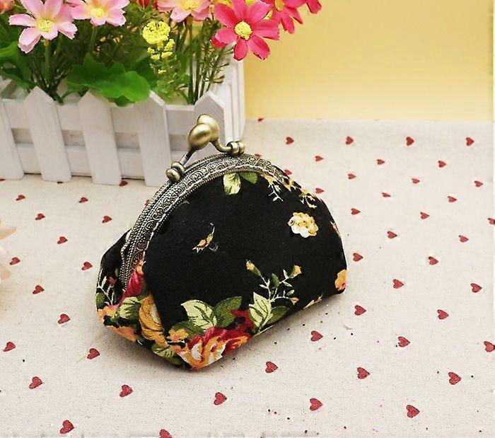 الحقائب المعدنية الأزهار قبلة قفل تغيير الحقيبة قماش قفل إغلاق المحفظة للنساء -3