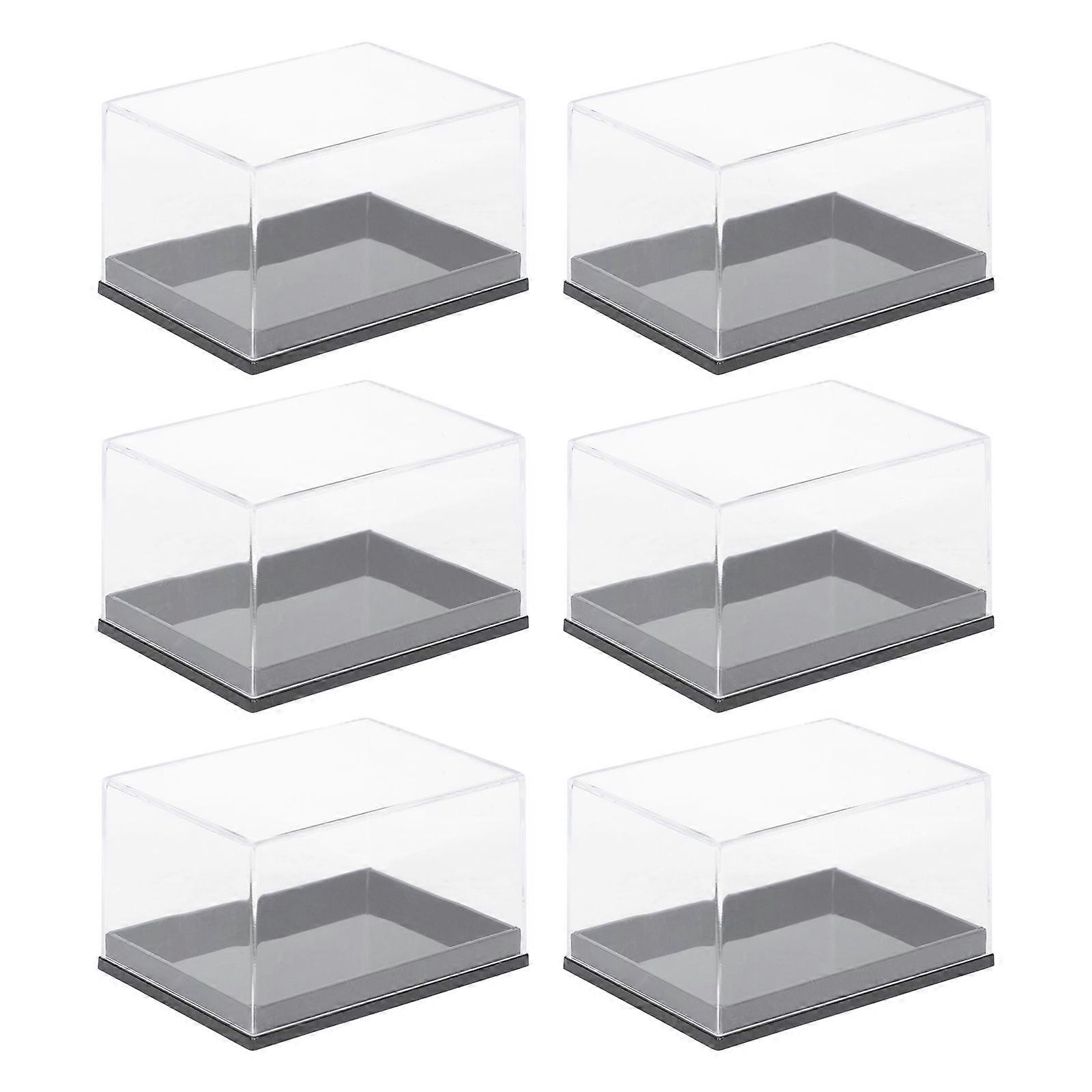 6pcs Plastic Mineral Specimen Storage Cases Square Sample Displaying Boxes
