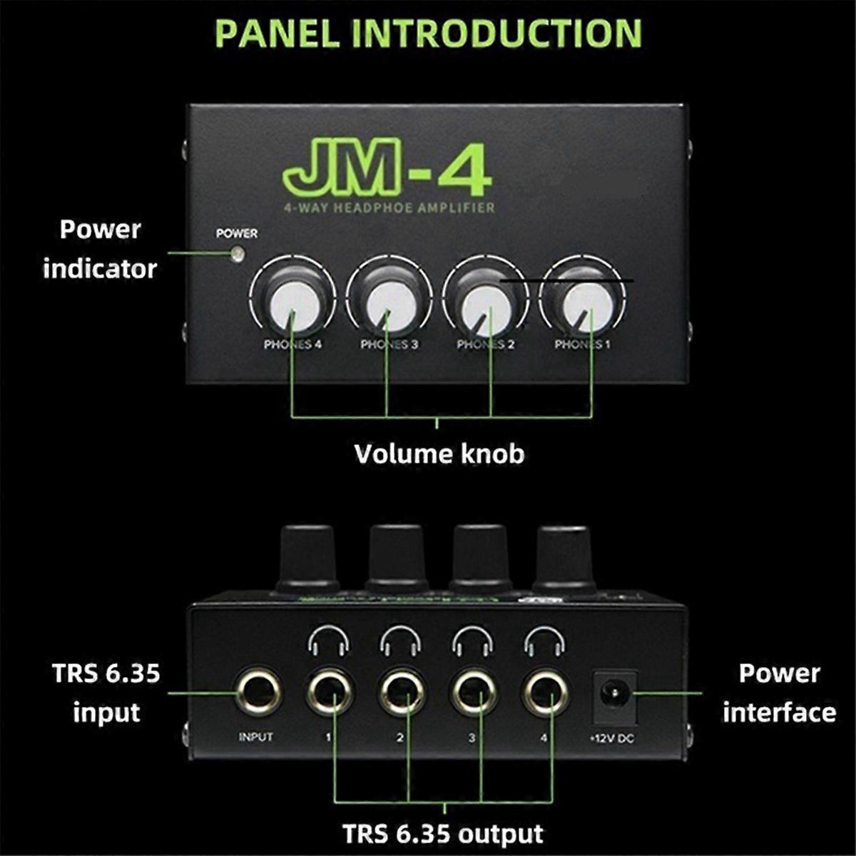 4-Way Headphone Amplifier 4 Channel Real Stereo Hifi Earphone AMP Audio USB Headphone Amplifier EU Plug