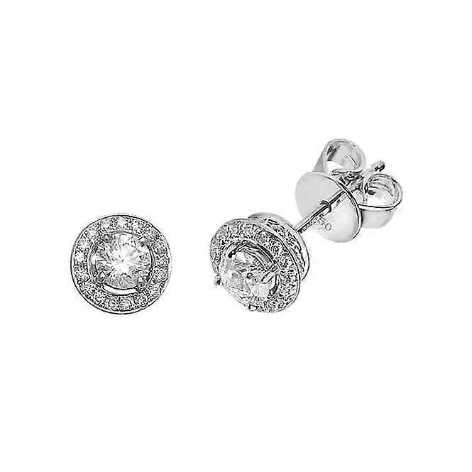 Diamond Jewellery 18CT White Gold Halo Earrings EDQ197W