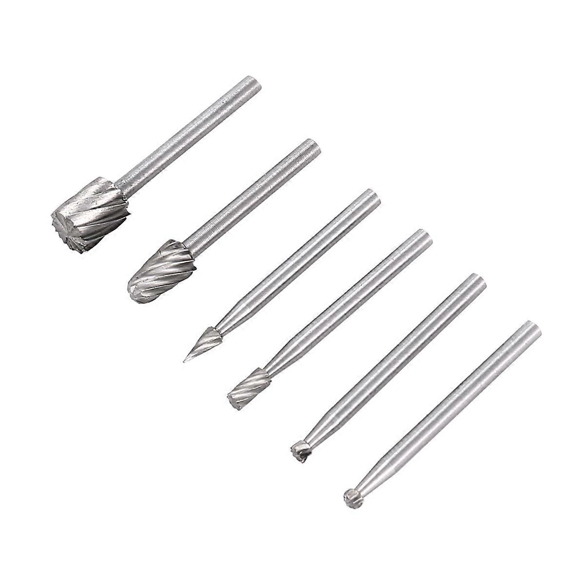 6PCS HSS Rotary Multi Tool Burr Router Bit Mill Cutter Attachment
