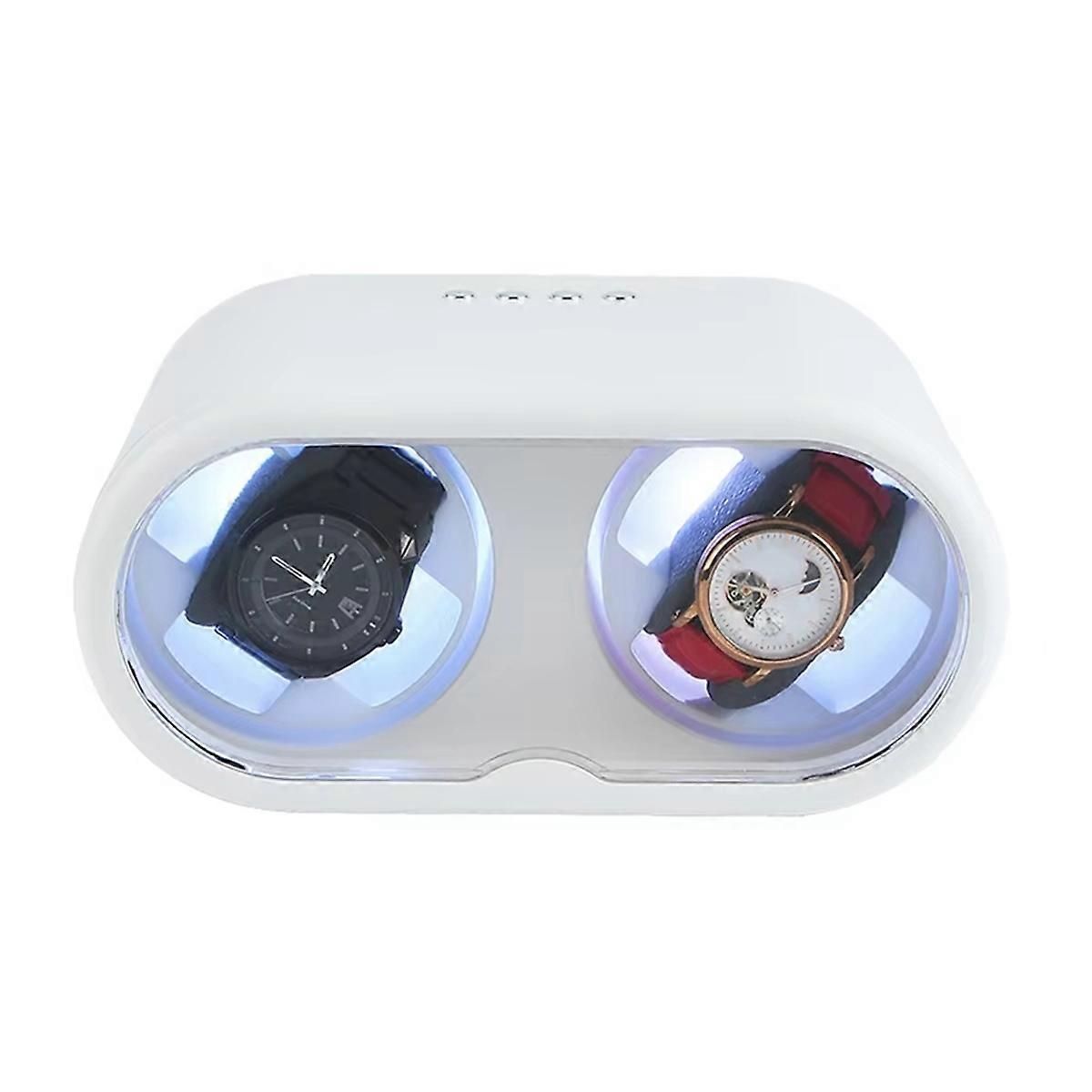 2 Slots Watch Winder for Automatic Watches Storage Box White