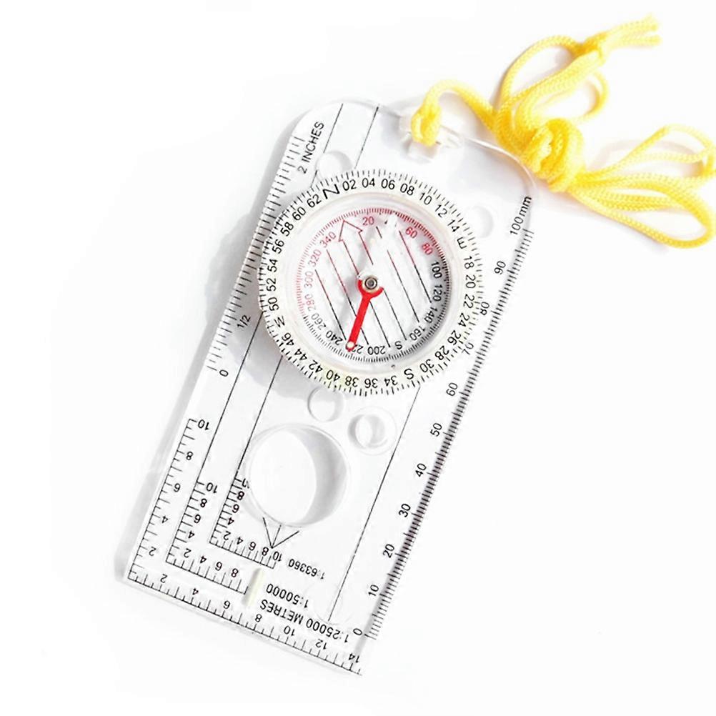 Professional Pointer Hiking Protractor Camping Compass Ruler Magnifier For Mapping Plotting With Neck Lanyard Rope
