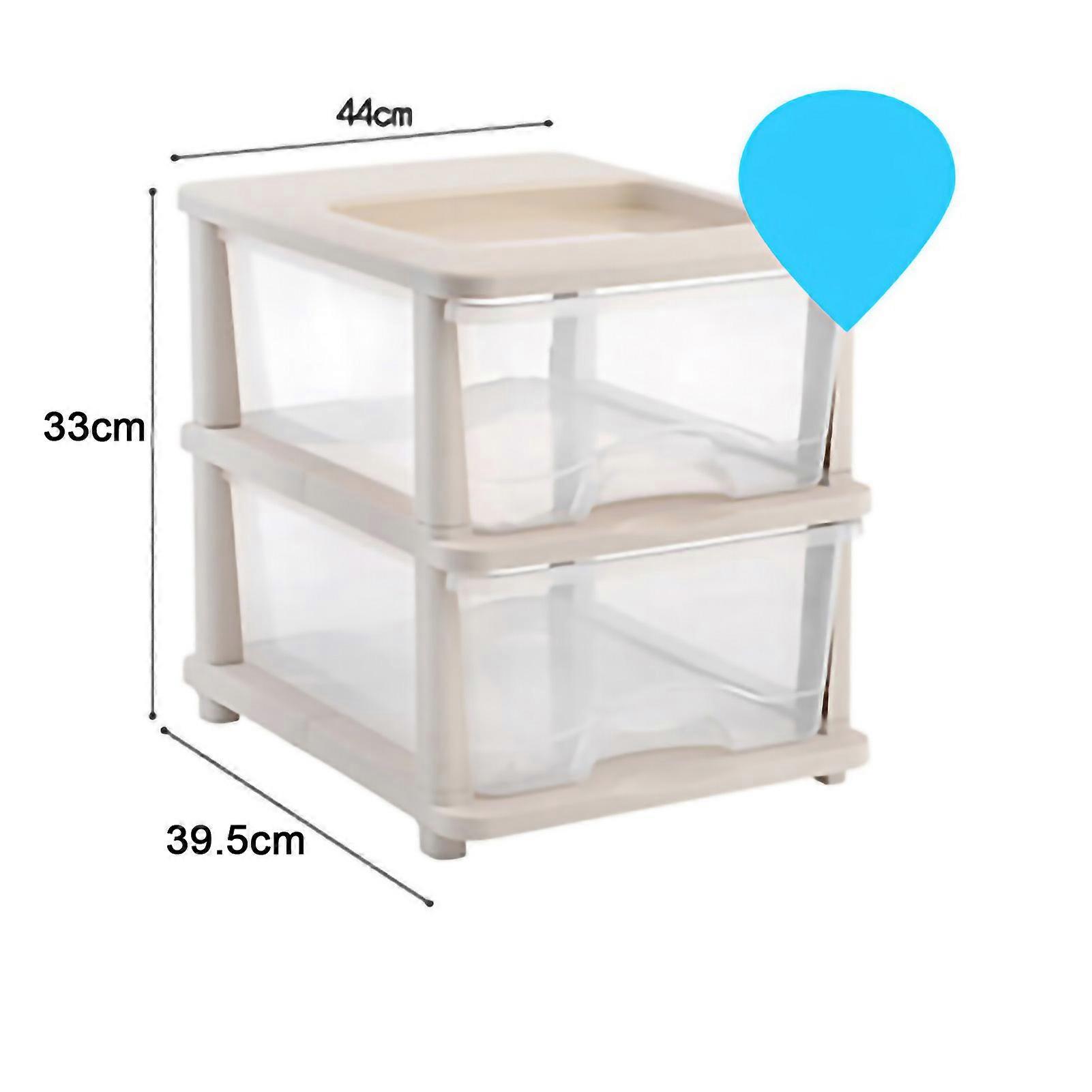 Home Drawer Storage Cabinet Multi Layer Adjustable Home Multi Layer Drawer Cabinet for Bedroom Kitchen Bathroom(Beige Transparent 2 Layer)