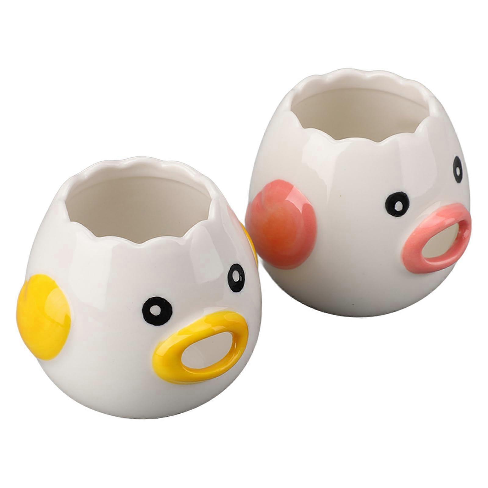 Egg Yolk Separator - 2pcs Ceramic Chicken Shaped Yolk White Separator with Sawtooth Design for Baking and Cooking