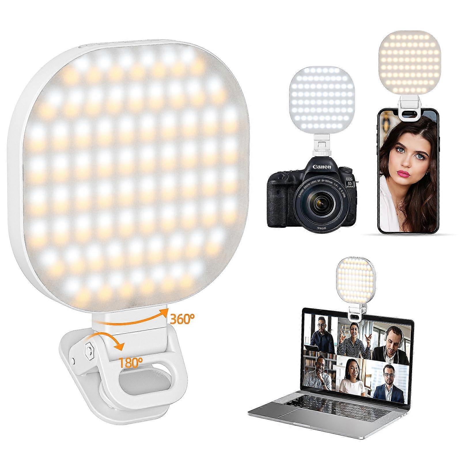 Selfie Light with 142 LED Video Light, 3 Adjustable Brightness Modes, 2000mAh Rechargeable Battery, Black Color