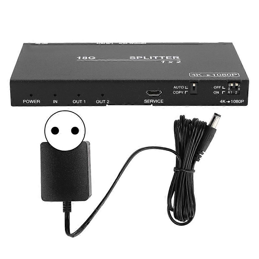 1x2 18G HDMI 2.0 Splitter Adapter Switcher 4:4:4 with Scaler/Audio Extract (100-240V)