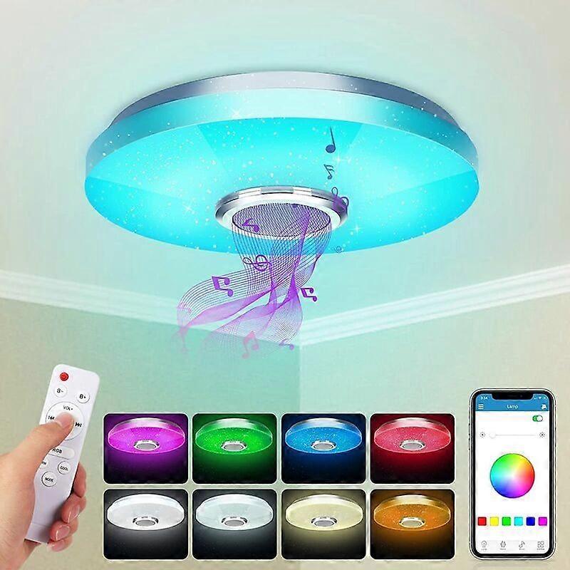 Plafonnier LED 36W avec haut-parleur Bluetooth, contrle intelligent et prcis, changement de couleur RGBW, peut tre utilis dans la chambre coucher, la