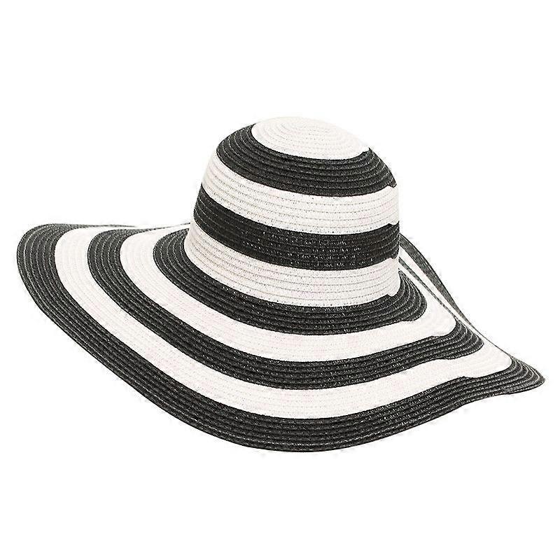 1 Pack Ladies Stripe Foldable Beach Hat Sun Hat