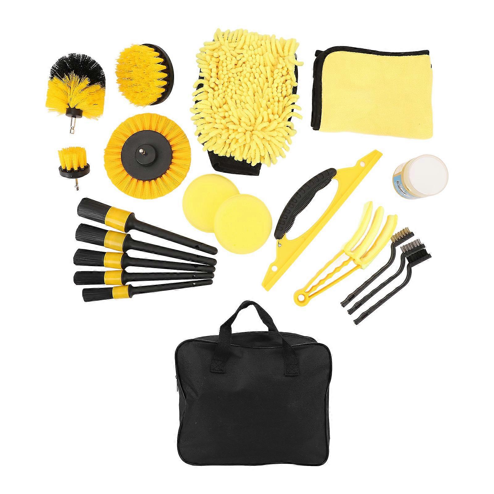 Drill Brush Attachments Set Versatile Car Cleaning Drill Brush Set with Wire Interior Brush Yellow
