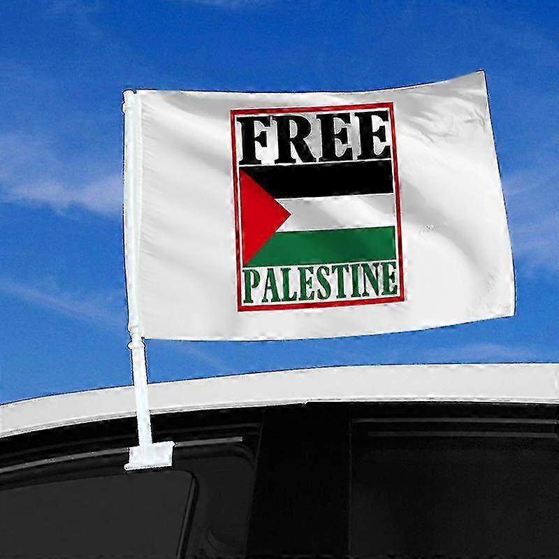ポリエステルパレスチナ国旗 40x25cm (カーミラーまたはウィンドウクリップ用)