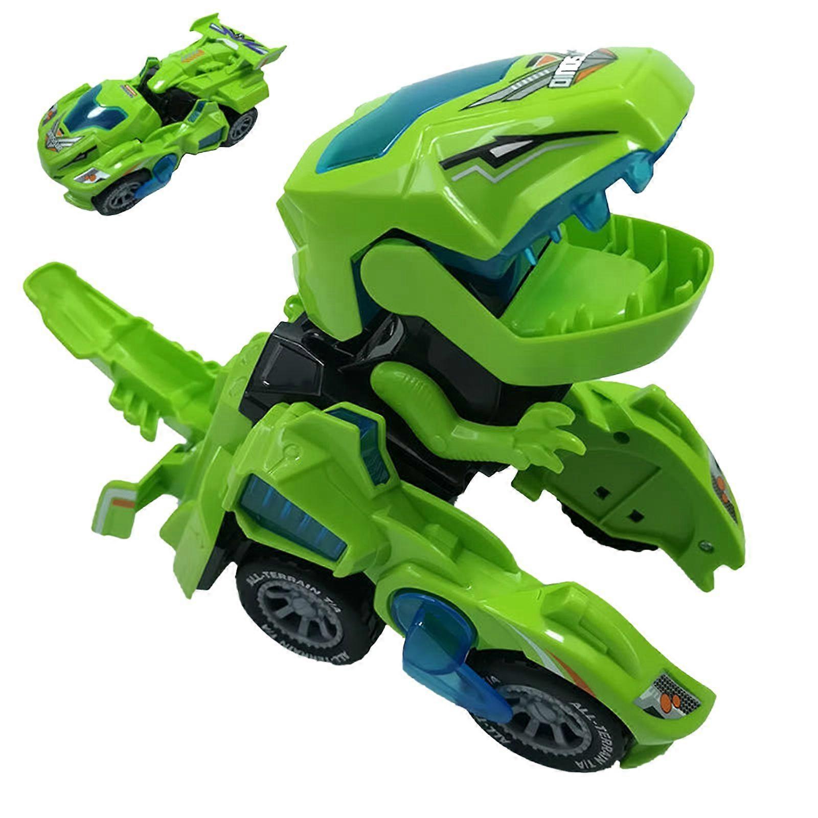 2 in 1 Transforming Dinosaur LED Car with Light and Music, T Rex Transformer Toys for Boys