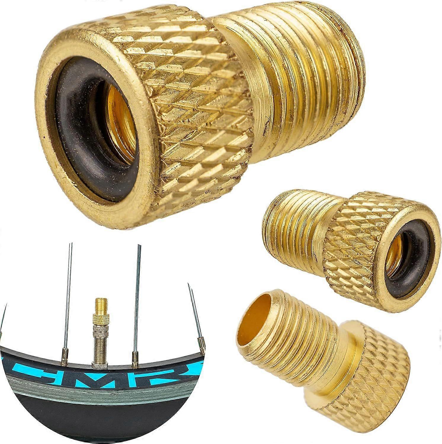 Bicycle Valve Adapter, 3 Pack, DV/SV to AV, Dunlop and Presta Valve Cap, Extra Seal Ring, Use with Bike Pump or Air Compressor for Car and Bike Wheel