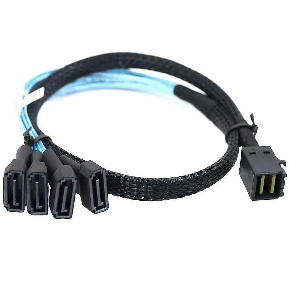 Mini SAS HD SFF-8643 to 4 SATA 7Pin Male Cable for Data Transfer, 1 Meter, High-Speed, Compatible with SSDs and HDDs