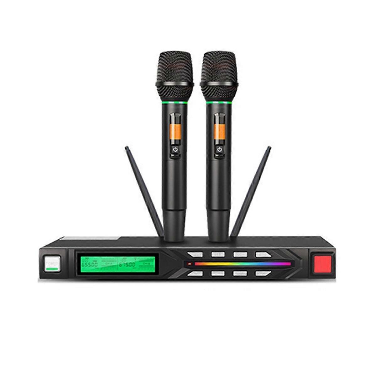 Professional Wireless Microphone Set UHF, Noise Reduction, Long Range, Dual Antenna for Stage Perfo
