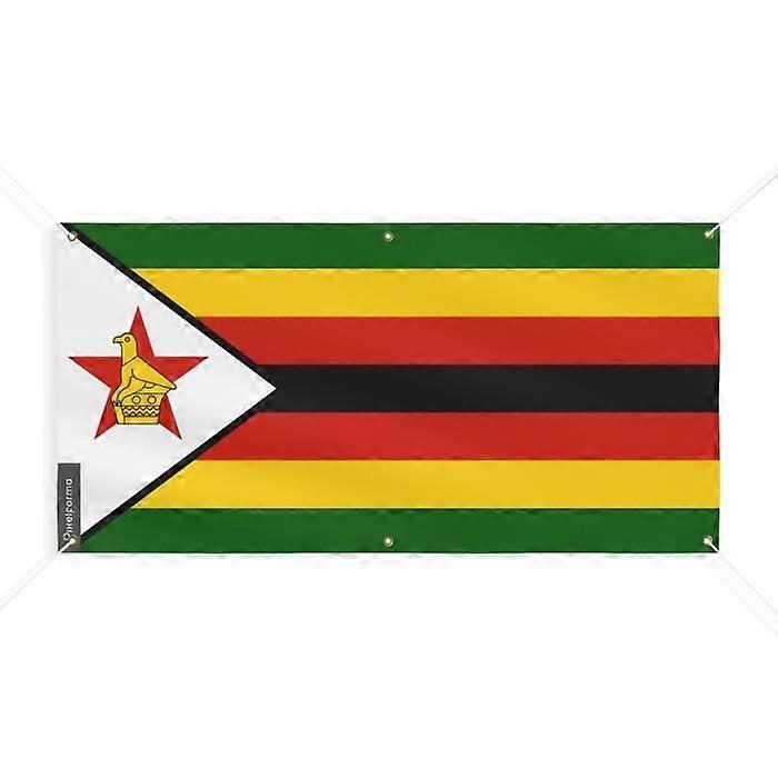Zimbabwe Flag Banner - PIXELFORMA - 170x340cm - Durable Polyester - 6 Reinforced Eyelets