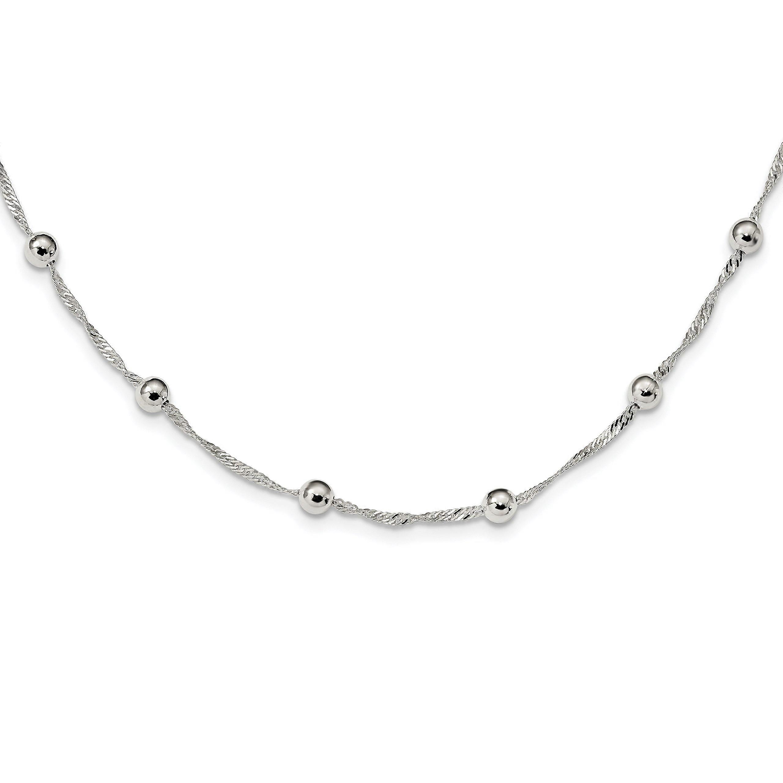 925 Sterling Silver Beaded 18 Necklace inch Chain