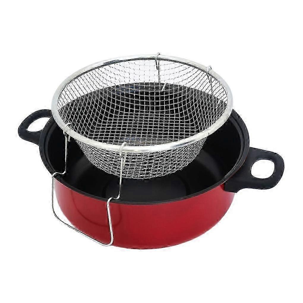 Casserole à frire profonde en acier inoxydable avec couvercle - Friteuse antiadhésive 26cm 0,5 mm