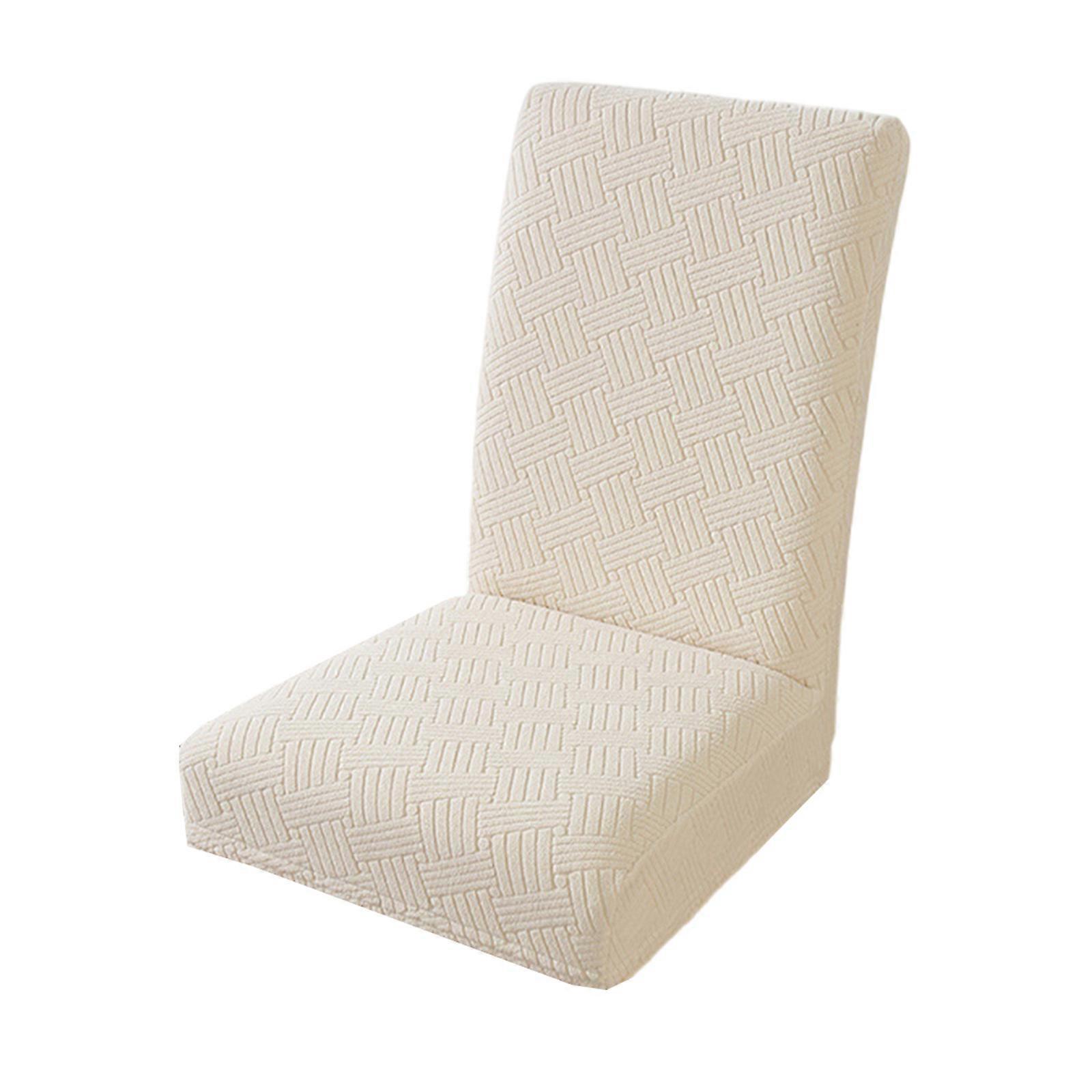 Machine Washable Chair Slipcover Elastic Fabric Protectors Against Stains And Scratches For Dining Tables Creamy