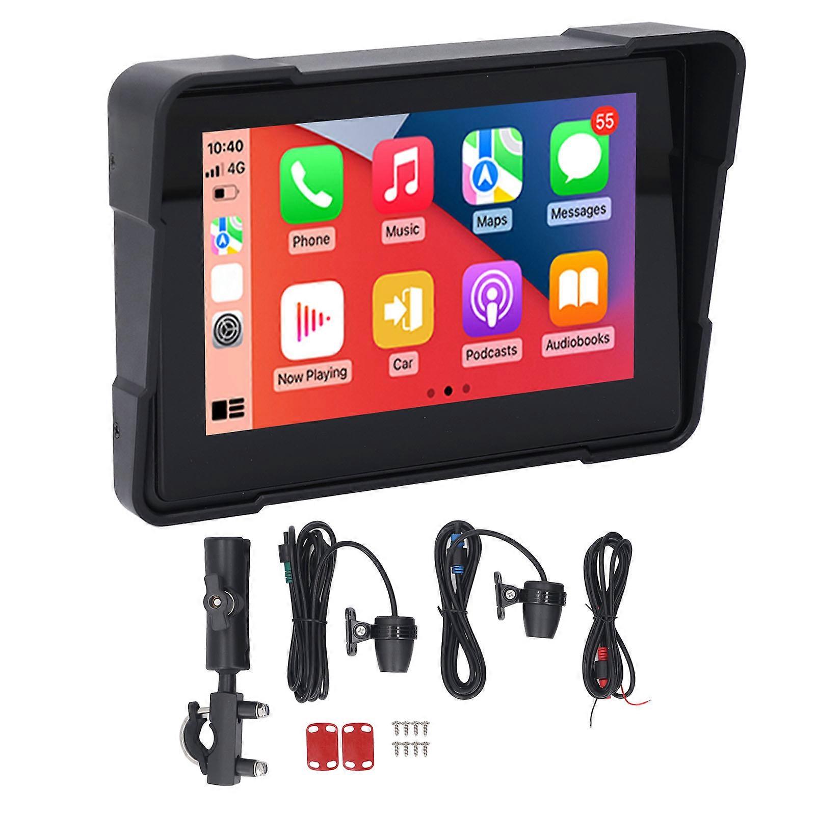 Portable Motorcycle Touch Screen 1080P for Carplay Wireless for Android Auto 5in PND Dual Bluetooth 5.0 IP67 Water Resistant