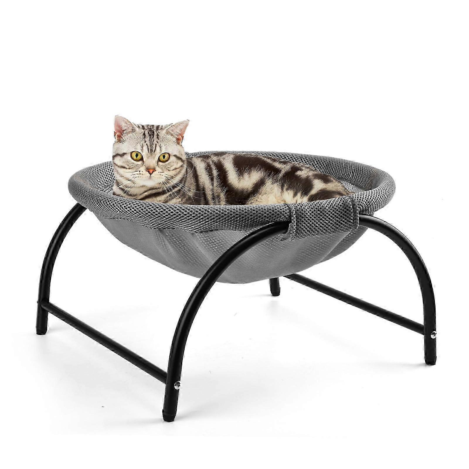 2025 Removable Washable Network Raising Cat Hammock Bed, Raising Free Duran Cat Bed, Stable Washable Pet Hammock (Gray)