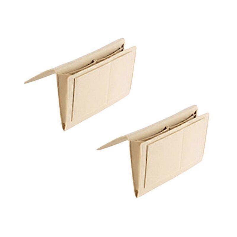 Beige felt bed cover, 5 hanging compartments, sofa storage