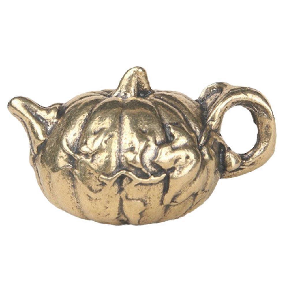 Miniature Brass Teapot Ornament – Durable Retro Style Home & Office Decoration for Desktop or Shelf Display