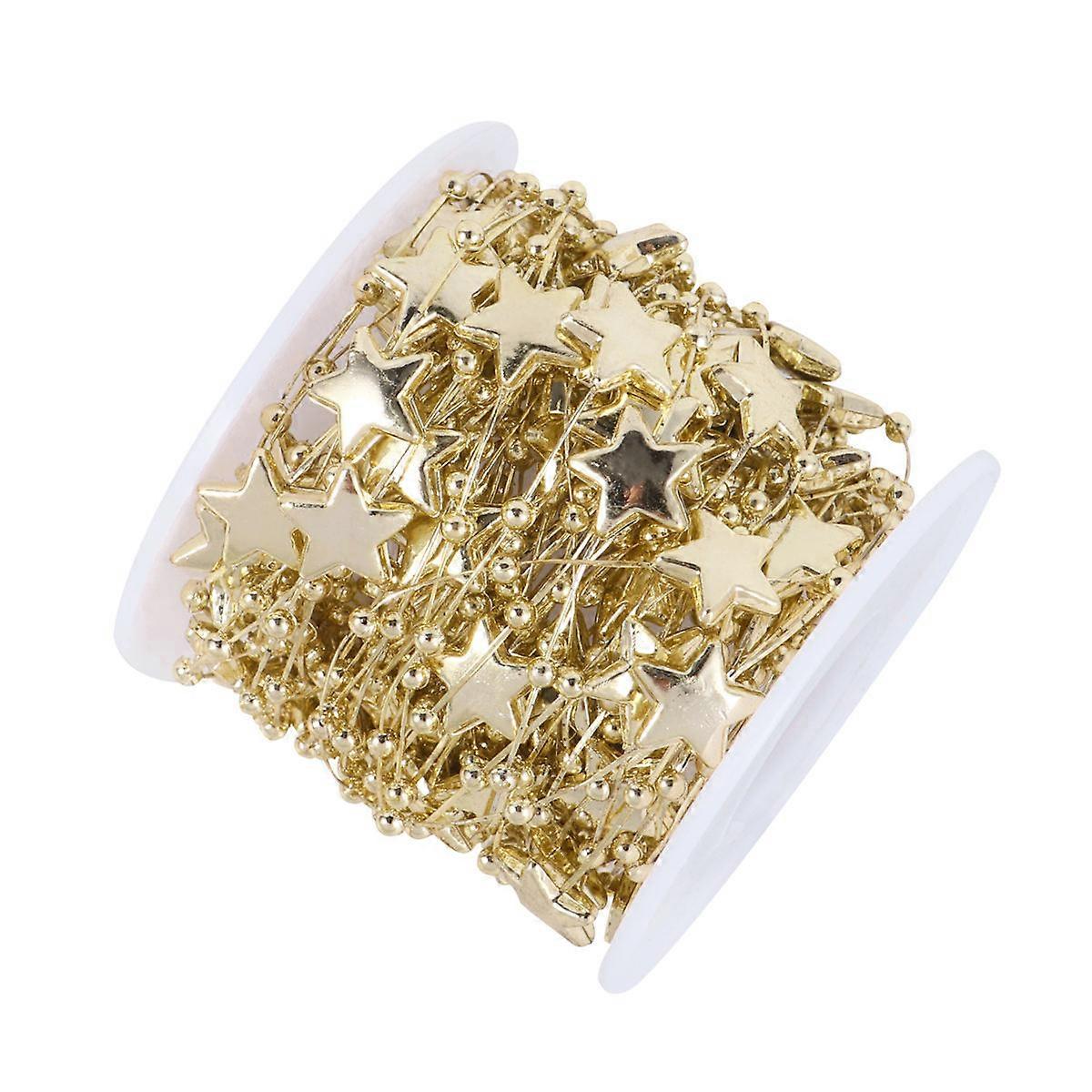 Five-Pointed Star Spacer Beads Five-Pointed Star String Beads Chain Clothes Decoration Golden Glossy Surface 1Set