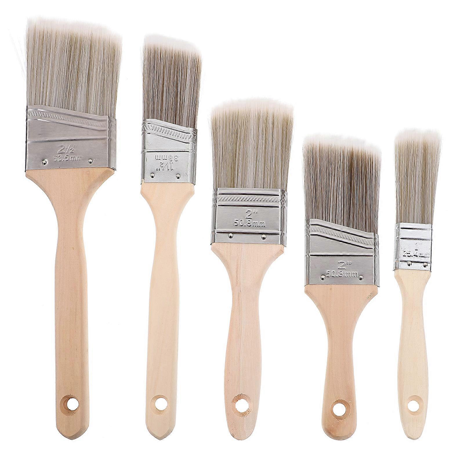 Paint Brush With Wood Handle Artists Paint Brushes Furniture Oil Painting 5Pcs Edge Ergonomic Design