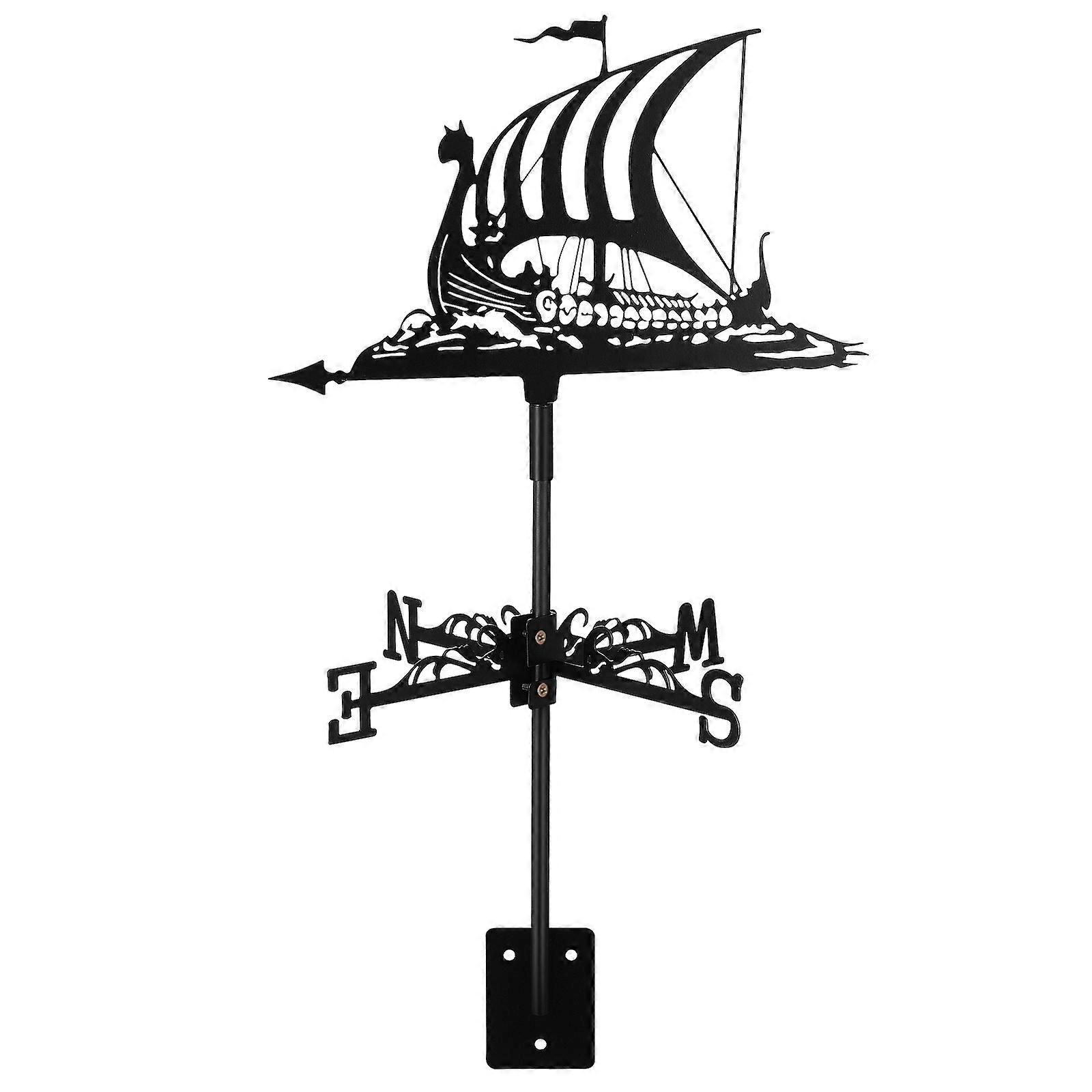 Durable Iron Sailing Ship Weather Vane for Garden, Roof, Lawn, or Patio Outdoor Decoration Easy to Install Wind Direction Indicator with Classic
