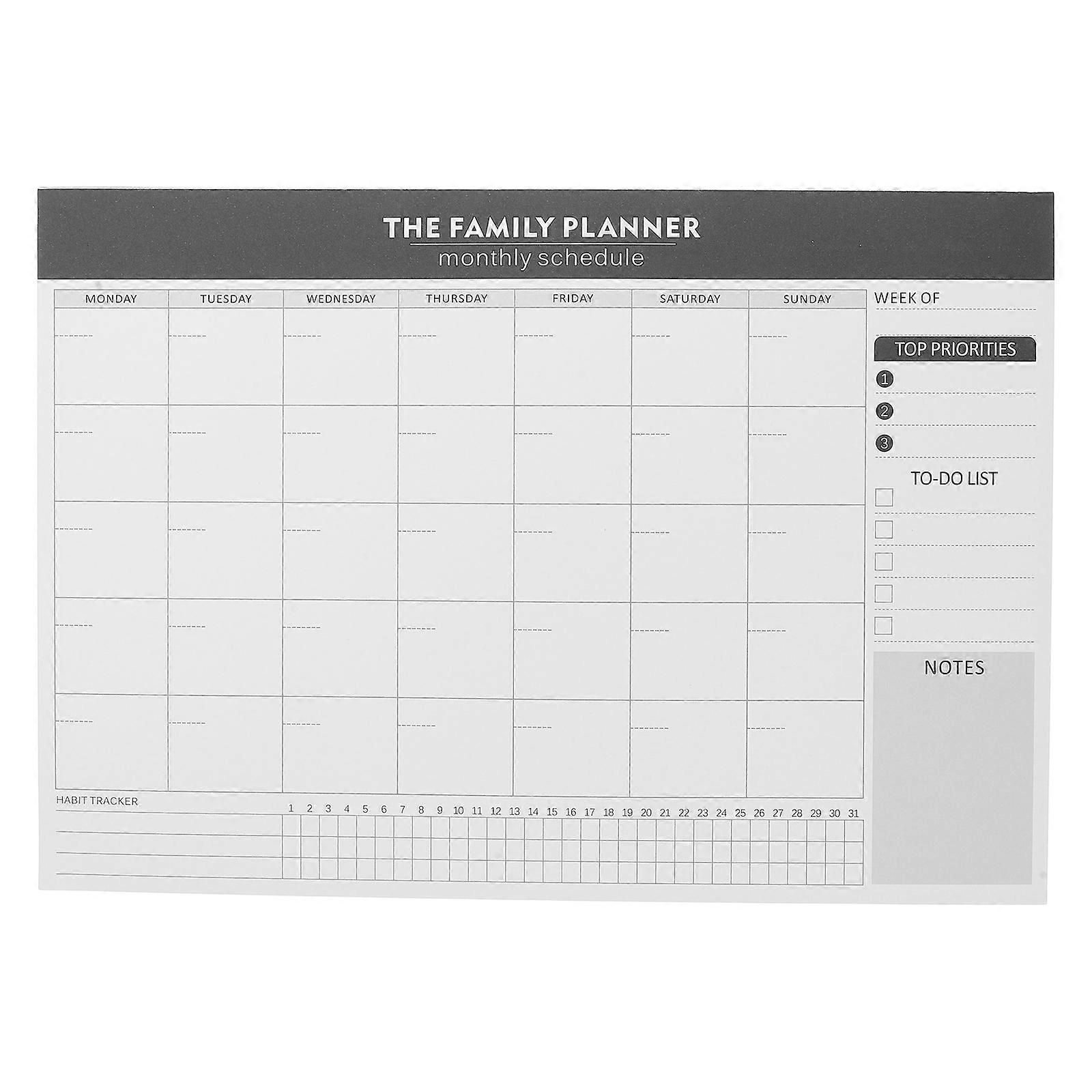Monthly Planner Journal Writable Goal Schedule Checklist Self Care Office Supplies Black Rectangular Simple English Interior Design 1Set