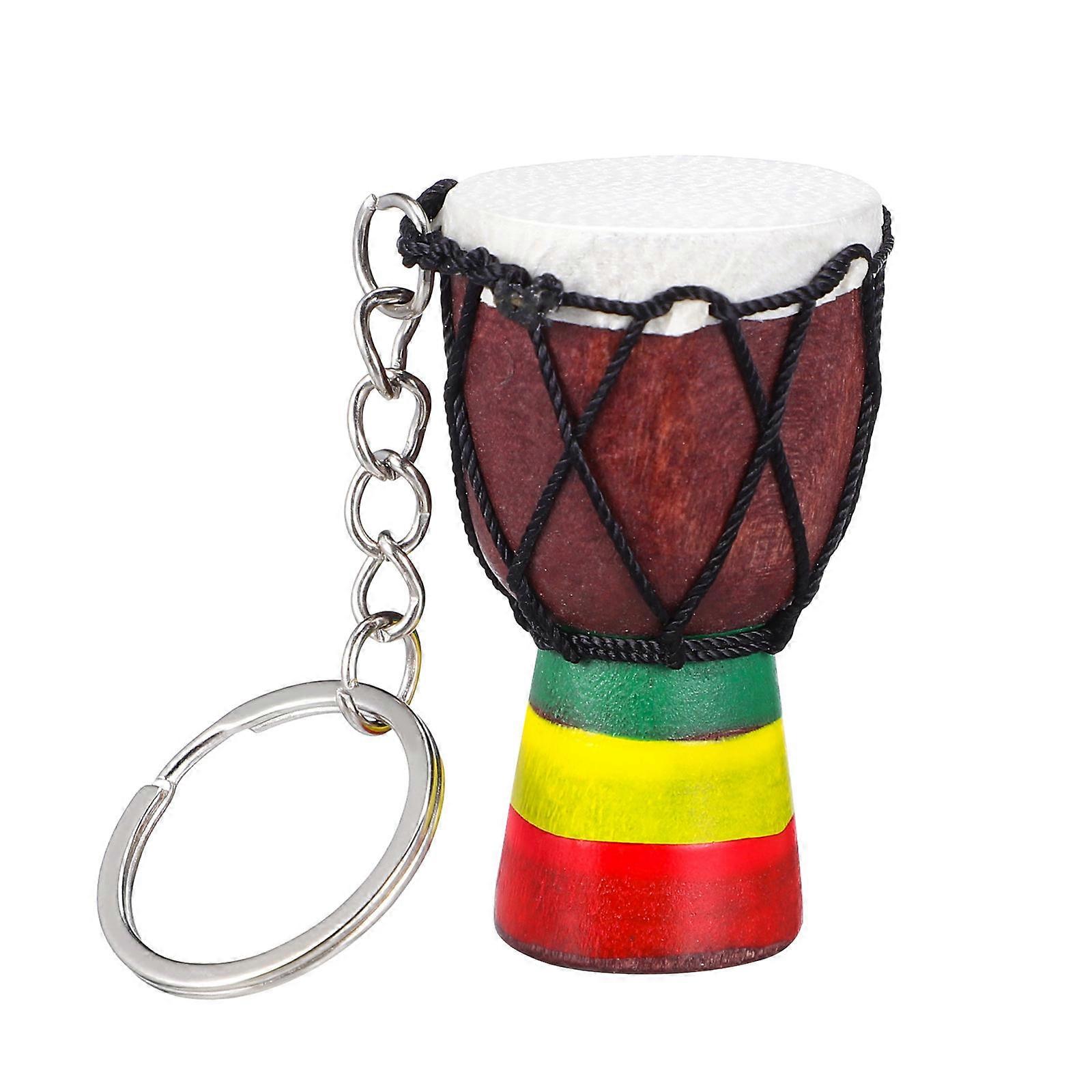 African Drum Keychain Pendant, Unique Musical Ornament for Keys and Bags, Deep Color Three Tone Design for Students and Festivals