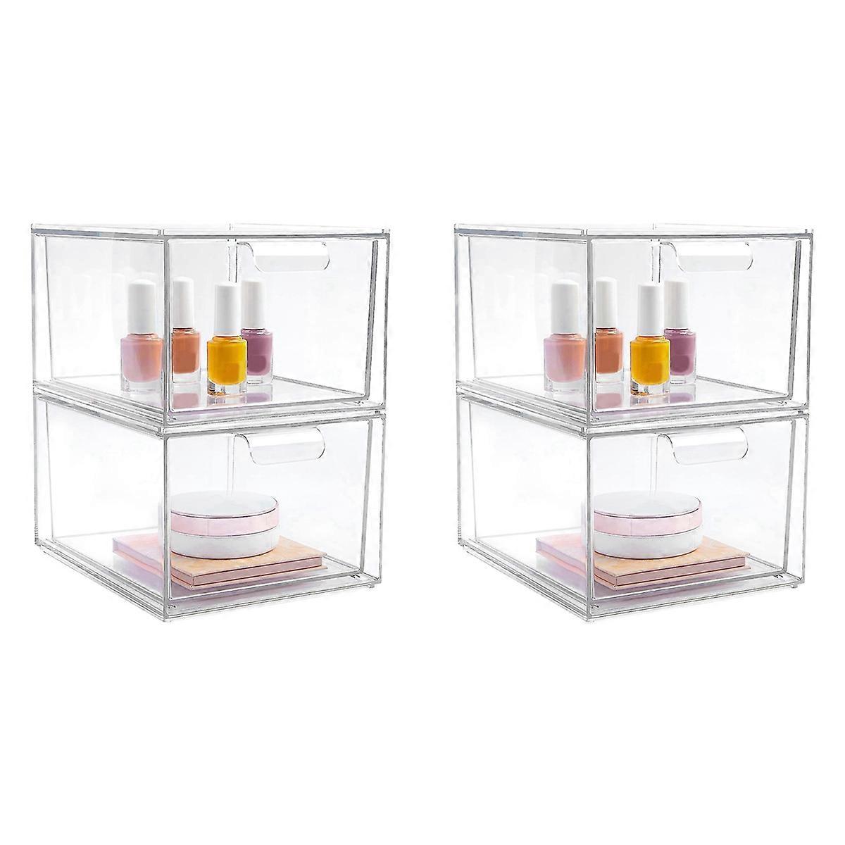 2er-Pack stapelbare Make-up-Aufbewahrungsschubladen, Acryl-Badezimmer-Organizer