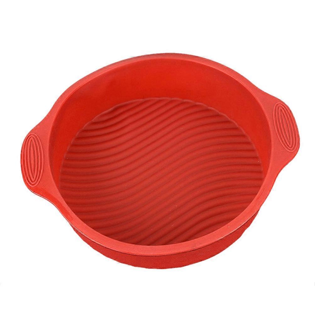 Microwave Safe Round Baking Pan For Mousse Cake Bread Red 28.5 X 25.5 X 6 Cm Non-Stick Free Silicone 1Pack