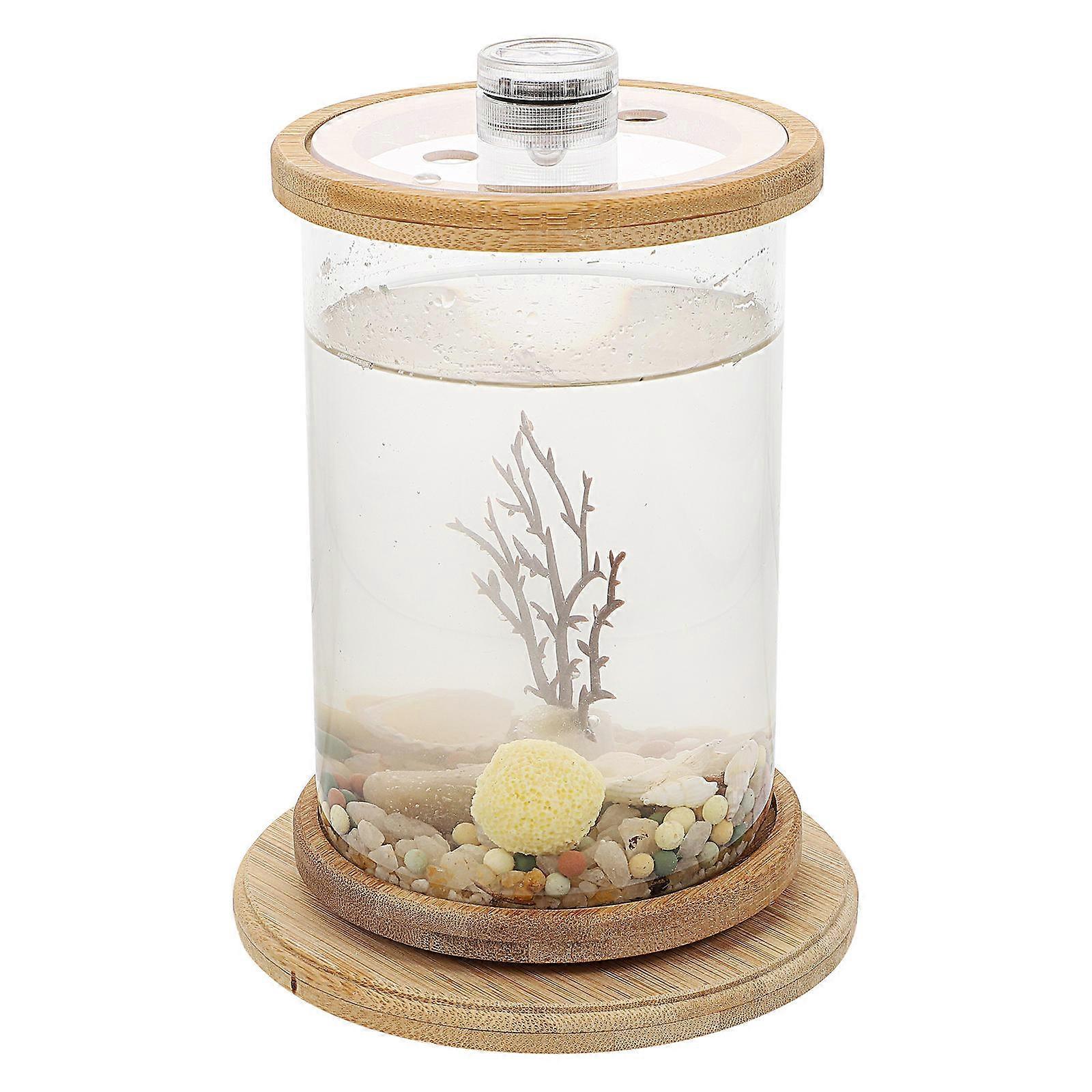 Glass Fish Bowl Desktop Aquarium Tank Design Circular Shape Material 1 Set