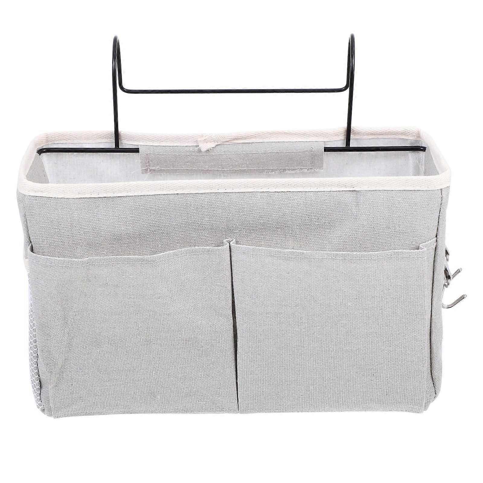 Small Storage Basket Hanging Bag Multipurpose Pouch Dormitory Bedside Organizer Grey 30X19cm 1Set